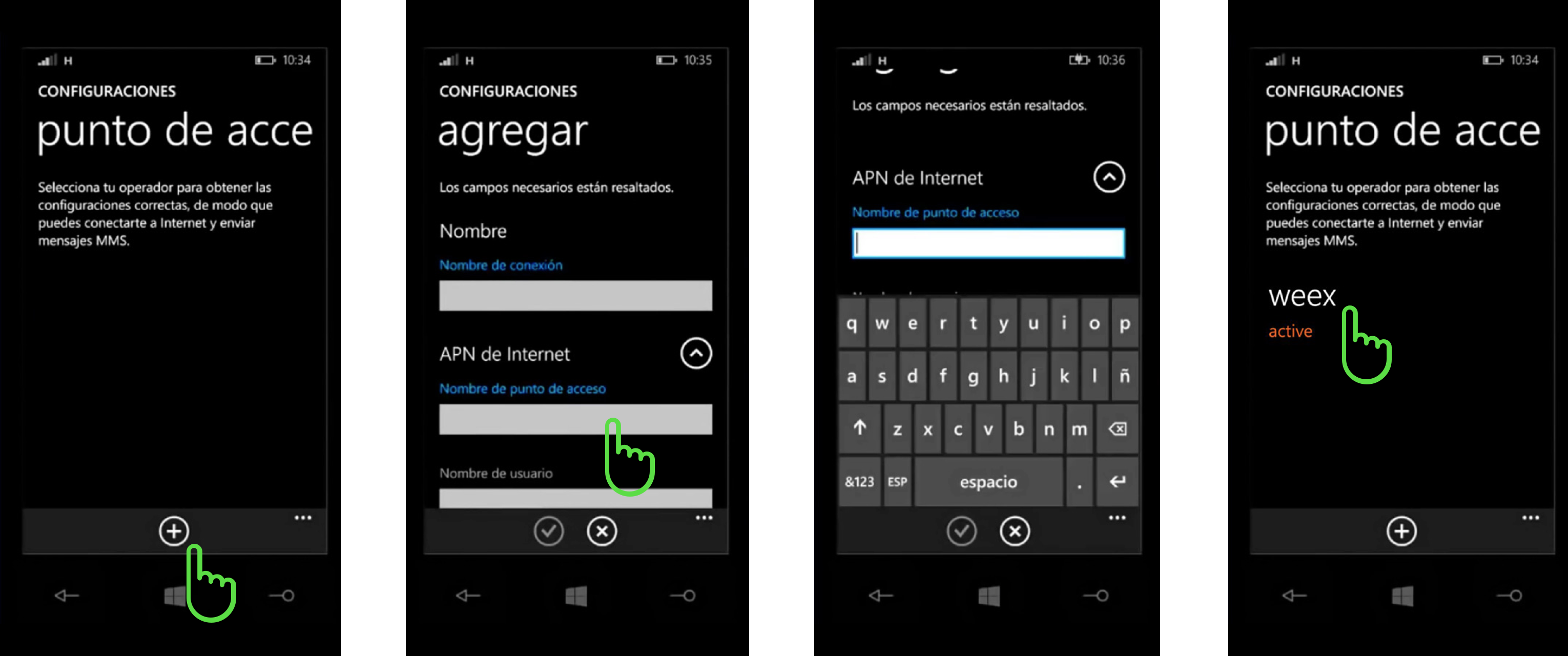Imagen configuración punto de accesso con Windows Phone